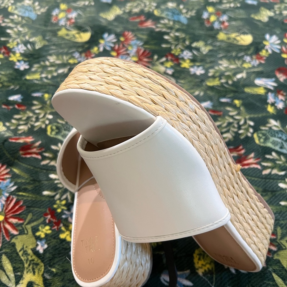 Time and Tru Women's Cream Wedge Slides Size 10 NWT - Picture 7 of 8